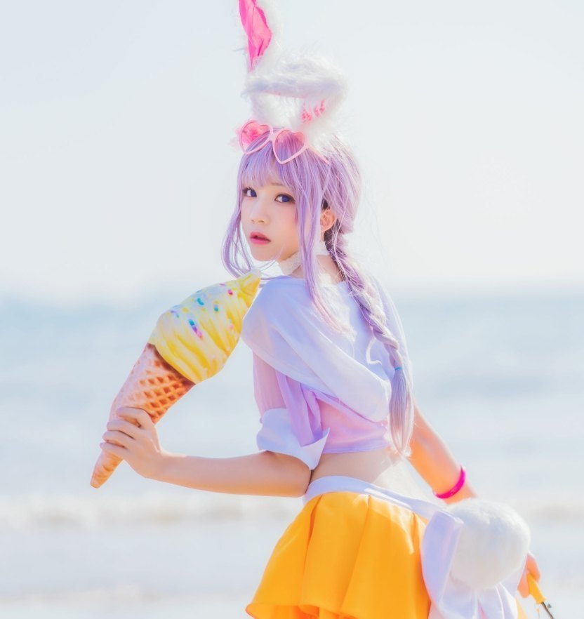 桜桃喵的《公孙离》Cosplay——海边的精灵兔，甜美又飒爽！ 第3张